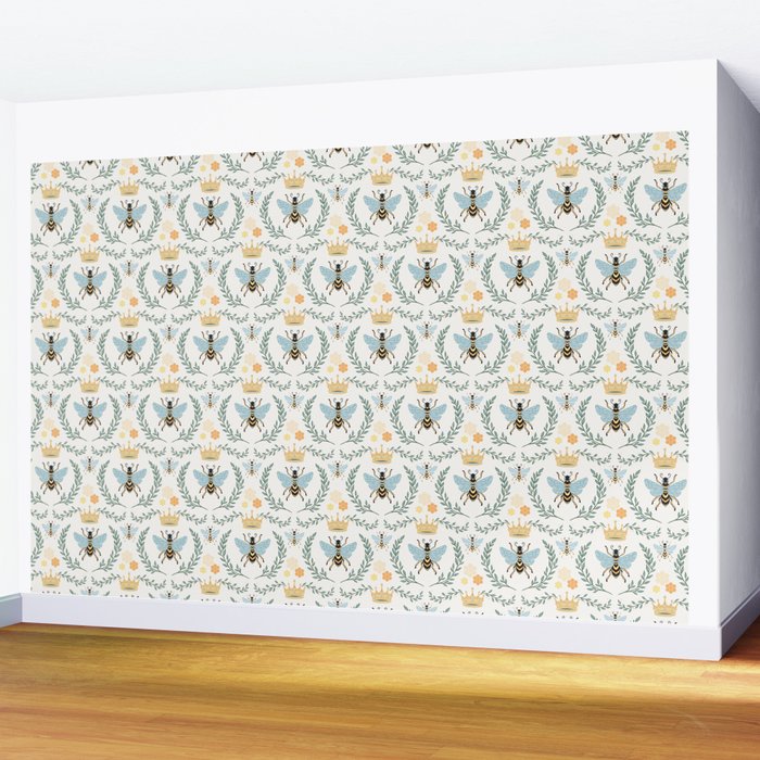 Queen Bee with Gold Crown and Laurel Frame Wall Mural Gallery Image 2