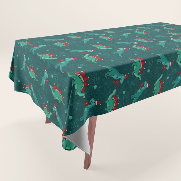 Cute Christmas Dinosaurs Dinos Dinosaur Tablecloth Gallery Image 1