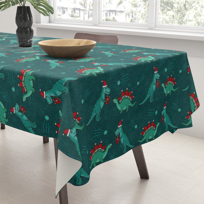 Cute Christmas Dinosaurs Dinos Dinosaur Tablecloth Gallery Image 3
