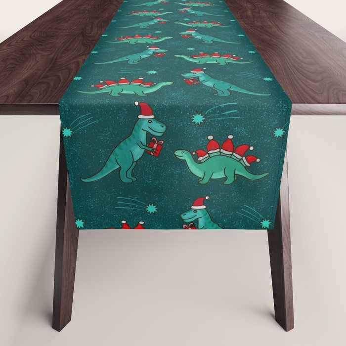 Cute Christmas Dinosaurs Dinos Dinosaur Table Runner Gallery Image 1
