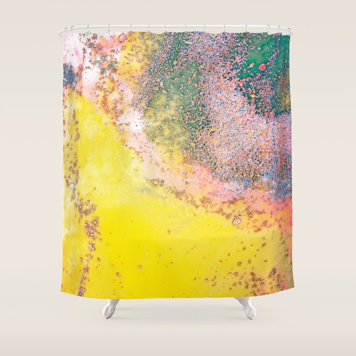 Random Bliss, Abstract Graphic Digital Art, Resin Art Painting Colorful Eclectic Bohemian Shower Curtain Gallery Image 1