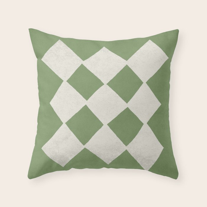Diamond Pattern Abstract - Green Throw Pillow Gallery Image 6