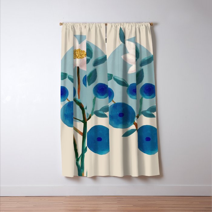 Stylized Lotus Flower Art Window Curtain Gallery Image 3