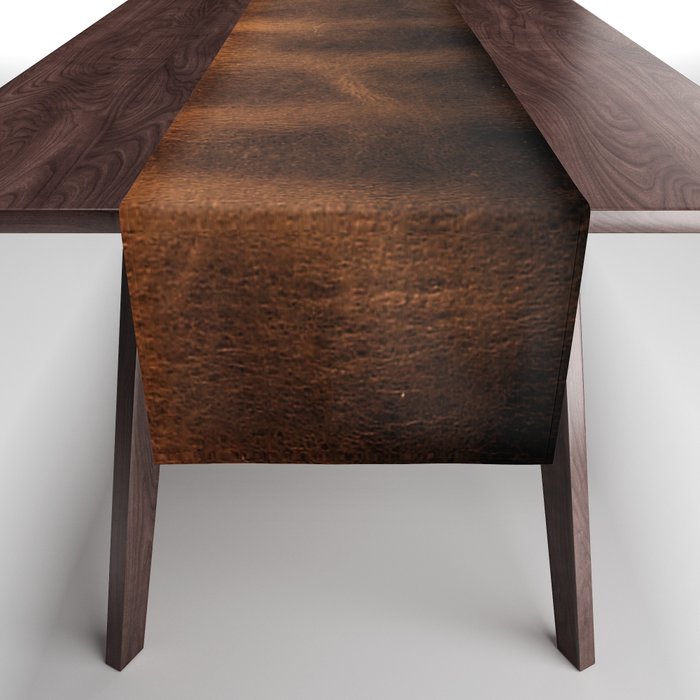 dark cognac brushed suede leather ( faux  ) Table Runner Gallery Image 1