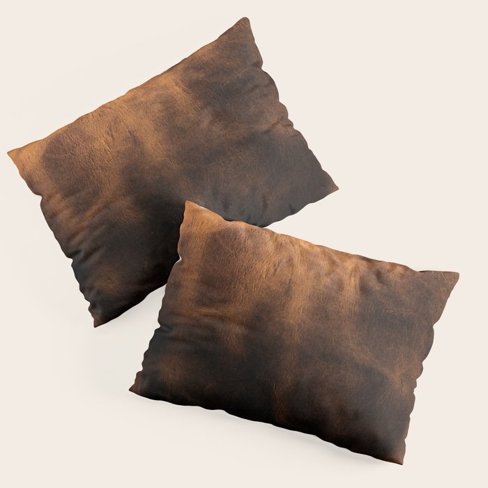 dark cognac brushed suede leather ( faux  ) Pillow Sham Gallery Image 3