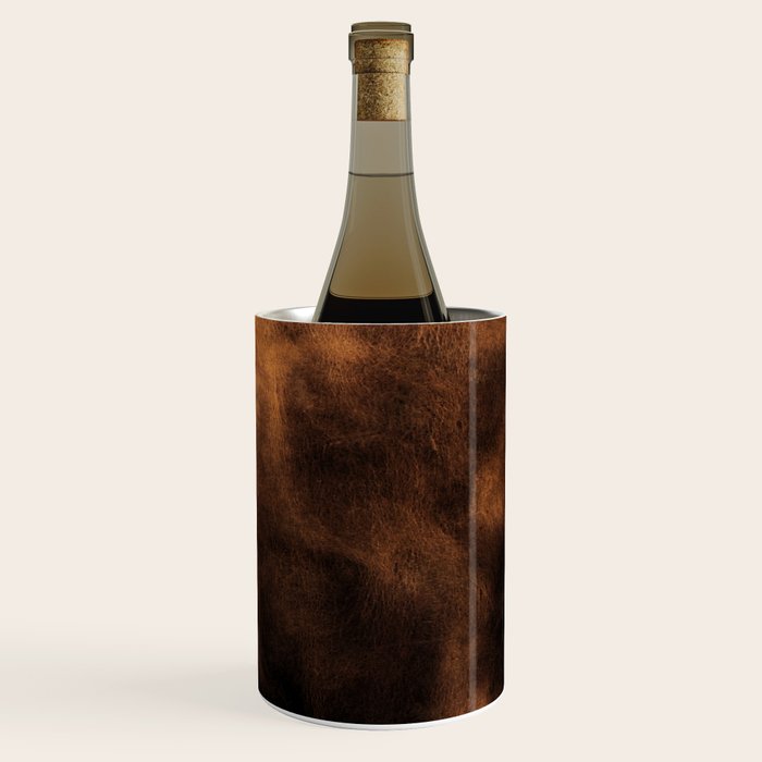 dark cognac brushed suede leather ( faux  ) Wine Chiller Gallery Image 3