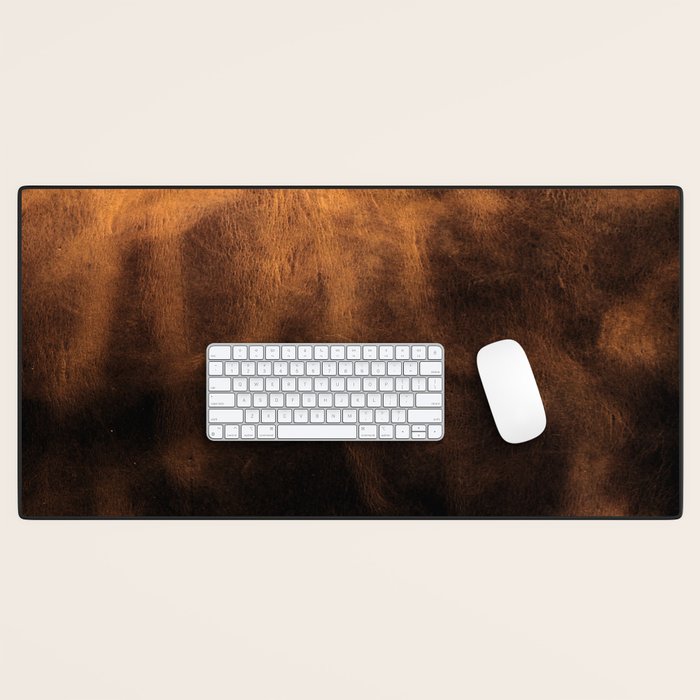 dark cognac brushed suede leather ( faux  ) Desk Mat Gallery Image 1