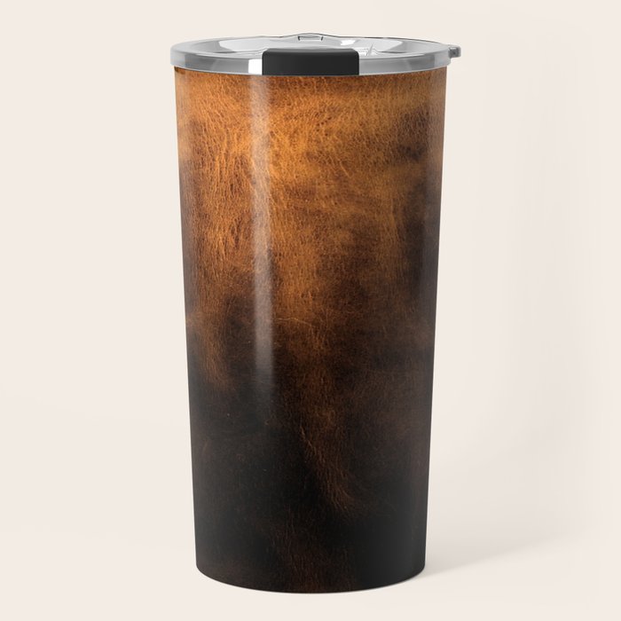 dark cognac brushed suede leather ( faux  ) Travel Mug Gallery Image 1