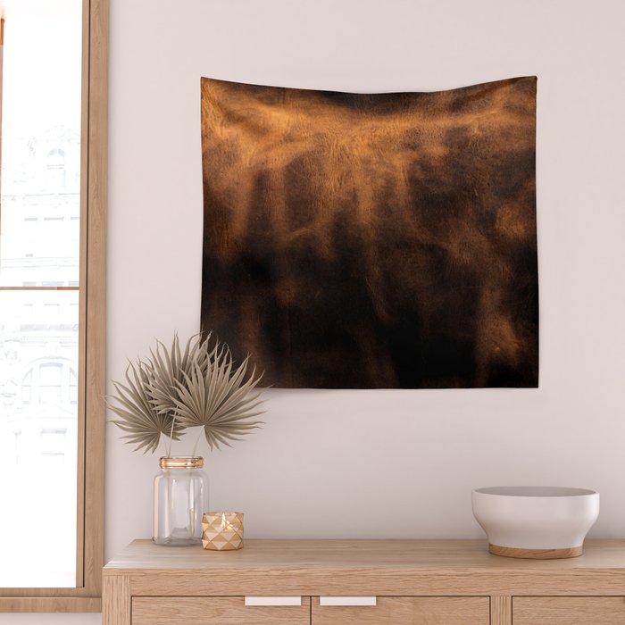 dark cognac brushed suede leather ( faux  ) Wall Tapestry Gallery Image 2