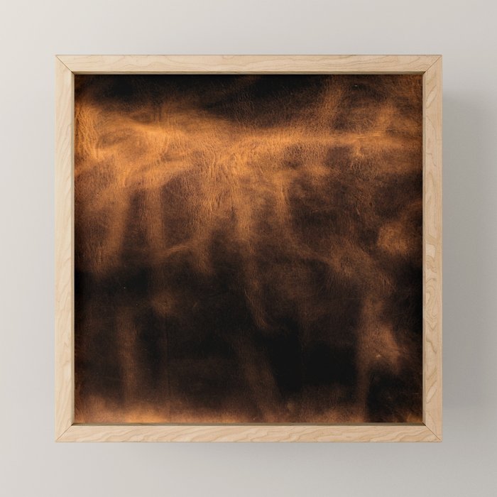 dark cognac brushed suede leather ( faux  ) Mini Art Print Gallery Image 1