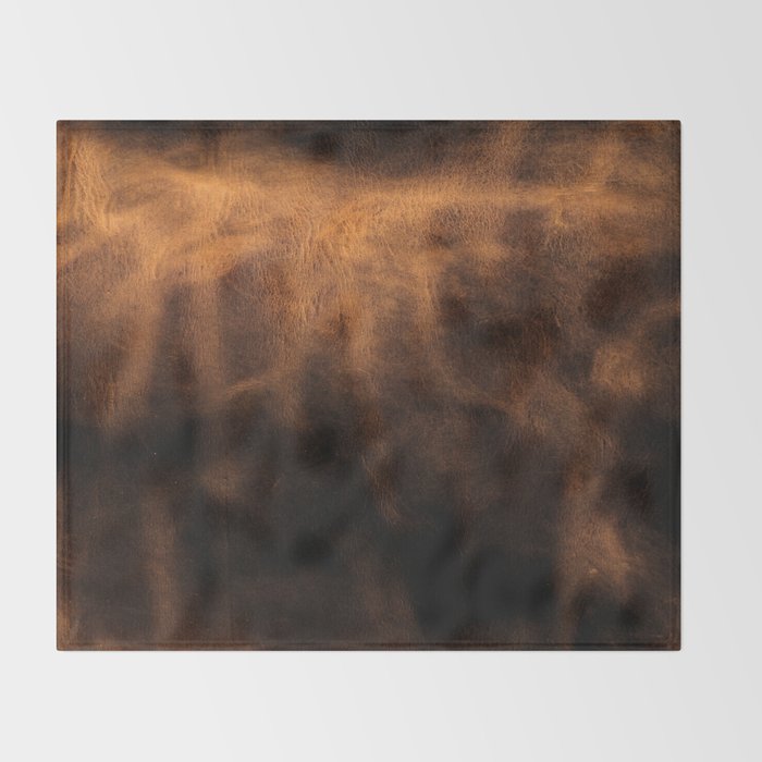 dark cognac brushed suede leather ( faux  ) Throw Blanket Gallery Image 2
