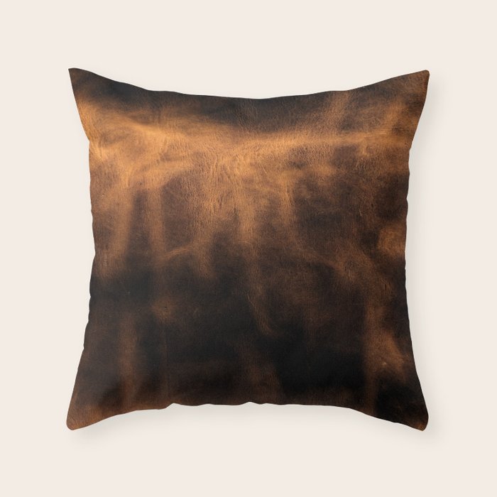 dark cognac brushed suede leather ( faux  ) Throw Pillow Gallery Image 6