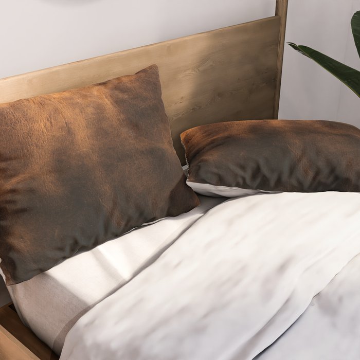 dark cognac brushed suede leather ( faux  ) Pillow Sham Gallery Image 2
