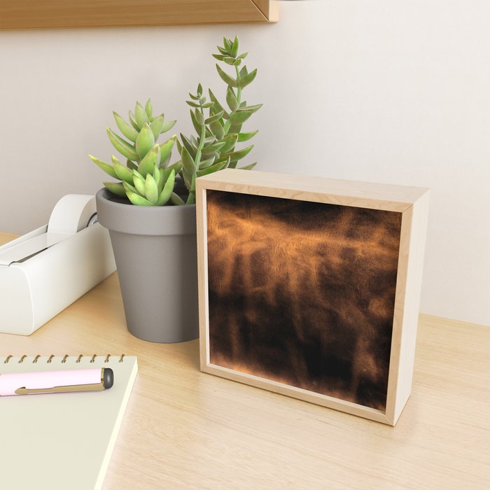 dark cognac brushed suede leather ( faux  ) Mini Art Print Gallery Image 2