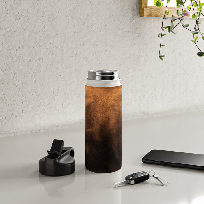 dark cognac brushed suede leather ( faux  ) Water Bottle Gallery Image 4