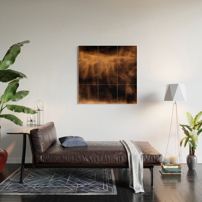 dark cognac brushed suede leather ( faux  ) Wood Wall Art Gallery Image 2