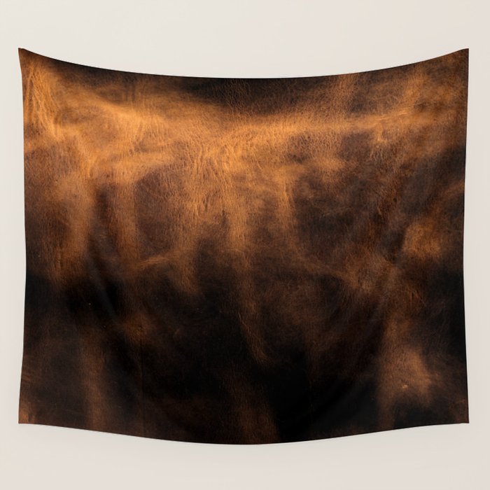 dark cognac brushed suede leather ( faux  ) Wall Tapestry Gallery Image 1