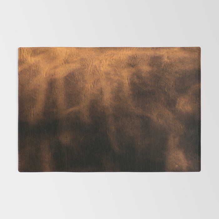 dark cognac brushed suede leather ( faux  ) Rug Gallery Image 2