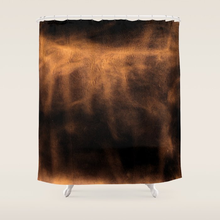 dark cognac brushed suede leather ( faux  ) Shower Curtain Gallery Image 1