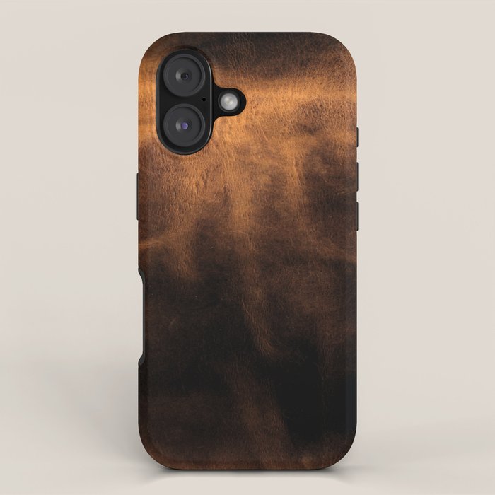 dark cognac brushed suede leather ( faux  ) iPhone Case Gallery Image 1