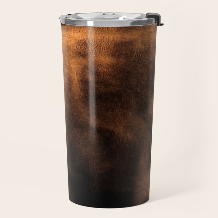 dark cognac brushed suede leather ( faux  ) Travel Mug Gallery Image 2