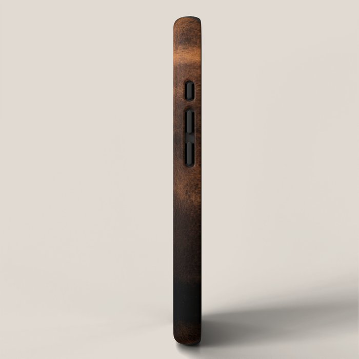 dark cognac brushed suede leather ( faux  ) iPhone Case Gallery Image 2