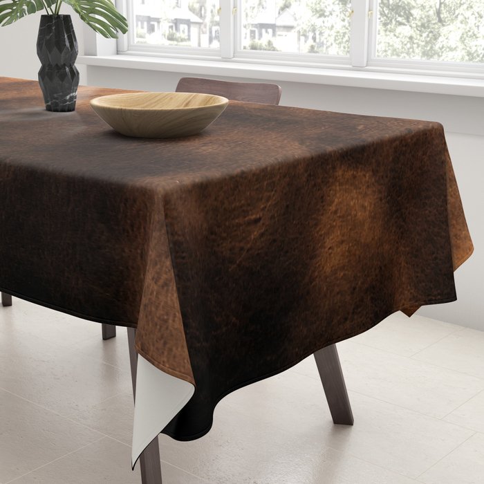 dark cognac brushed suede leather ( faux  ) Tablecloth Gallery Image 3