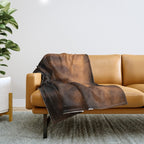 dark cognac brushed suede leather ( faux  ) Throw Blanket Gallery Image 1