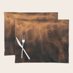 dark cognac brushed suede leather ( faux  ) Placemat Gallery Image 1