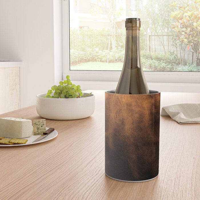 dark cognac brushed suede leather ( faux  ) Wine Chiller Gallery Image 4