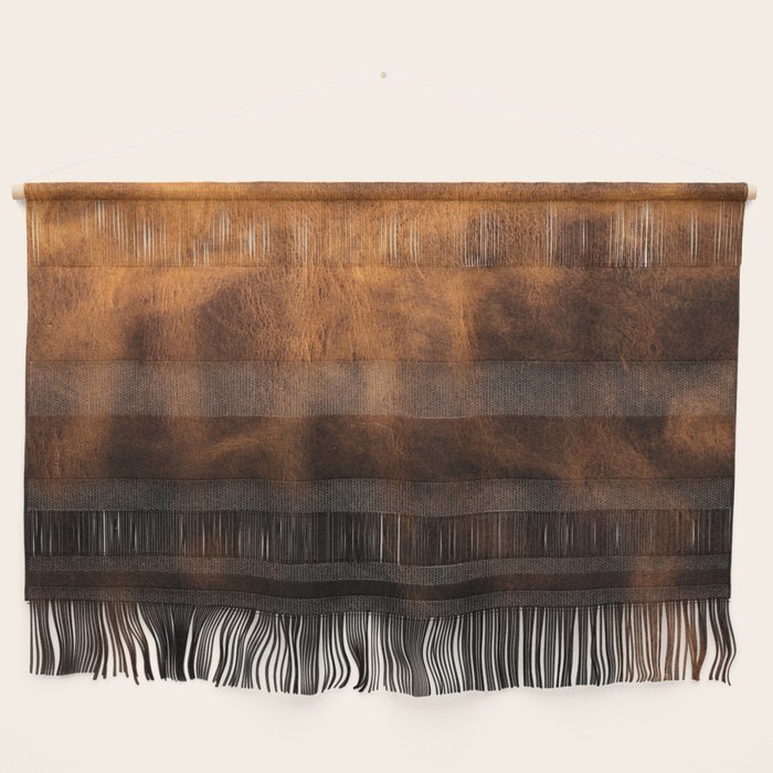 dark cognac brushed suede leather ( faux  ) Wall Hanging