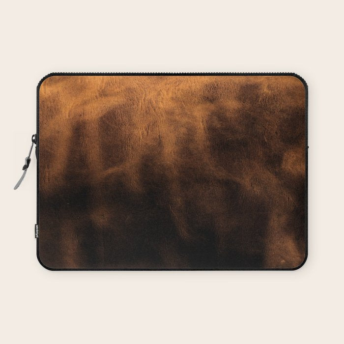 dark cognac brushed suede leather ( faux  ) Laptop Sleeve Gallery Image 1