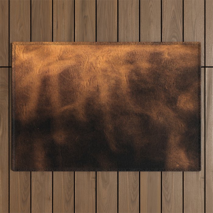 dark cognac brushed suede leather ( faux  ) Outdoor Rug Gallery Image 1