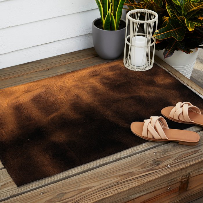dark cognac brushed suede leather ( faux  ) Outdoor Rug Gallery Image 2
