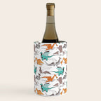 Origami dragon friends // white background aqua orange grey and taupe fantastic creatures Wine Chiller Gallery Image 2