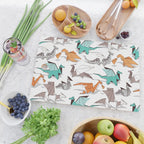 Origami dragon friends // white background aqua orange grey and taupe fantastic creatures Cutting Board Gallery Image 2
