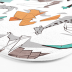 Origami dragon friends // white background aqua orange grey and taupe fantastic creatures Bath Mat Gallery Image 3