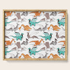 Origami dragon friends // white background aqua orange grey and taupe fantastic creatures Serving Tray Gallery Image 1