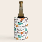 Origami dragon friends // white background aqua orange grey and taupe fantastic creatures Wine Chiller Gallery Image 1