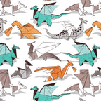 Origami dragon friends // white background aqua orange grey and taupe fantastic creatures Coffee Mug Gallery Image 2