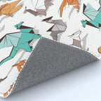 Origami dragon friends // white background aqua orange grey and taupe fantastic creatures Rug Gallery Image 4