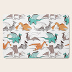 Origami dragon friends // white background aqua orange grey and taupe fantastic creatures Cutting Board Gallery Image 1