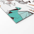 Origami dragon friends // white background aqua orange grey and taupe fantastic creatures Welcome Mat Gallery Image 2