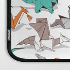 Origami dragon friends // white background aqua orange grey and taupe fantastic creatures Laptop Sleeve Gallery Image 3