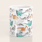 Origami dragon friends // white background aqua orange grey and taupe fantastic creatures Coffee Mug Gallery Image 4