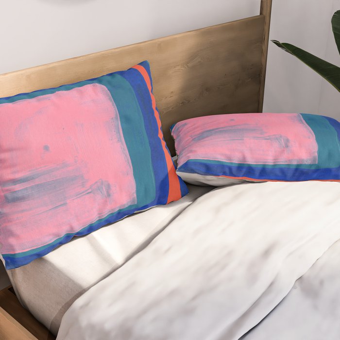 Double Blue Pink Colourfield  Pillow Sham Gallery Image 2