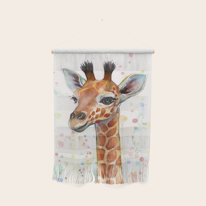 Giraffe Baby Watercolor Wall Hanging Gallery Image 1