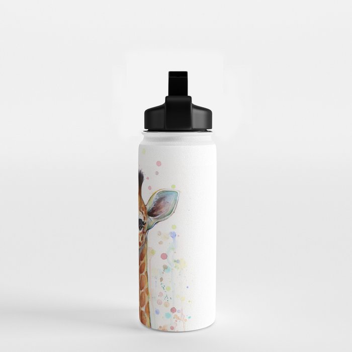 Giraffe Baby Watercolor Water Bottle Gallery Image 2