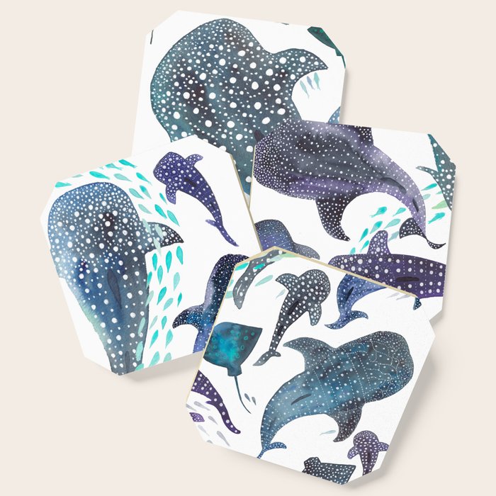 Whale Shark, Ray & Sea Creature Play Print Coaster Gallery Image 1