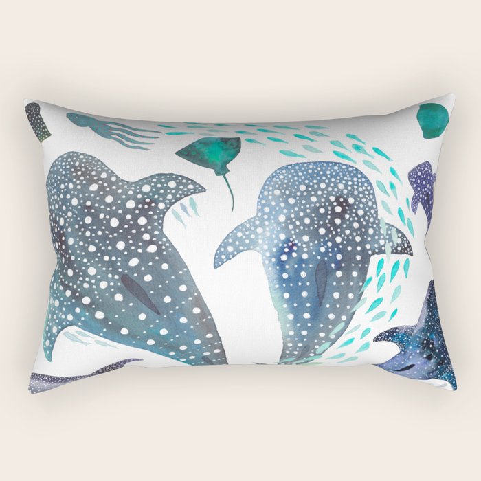 Whale Shark, Ray & Sea Creature Play Print Rectangular Pillow Gallery Image 2